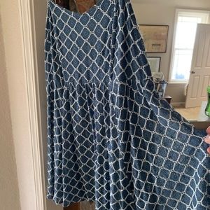 blue and white tank babydoll dress